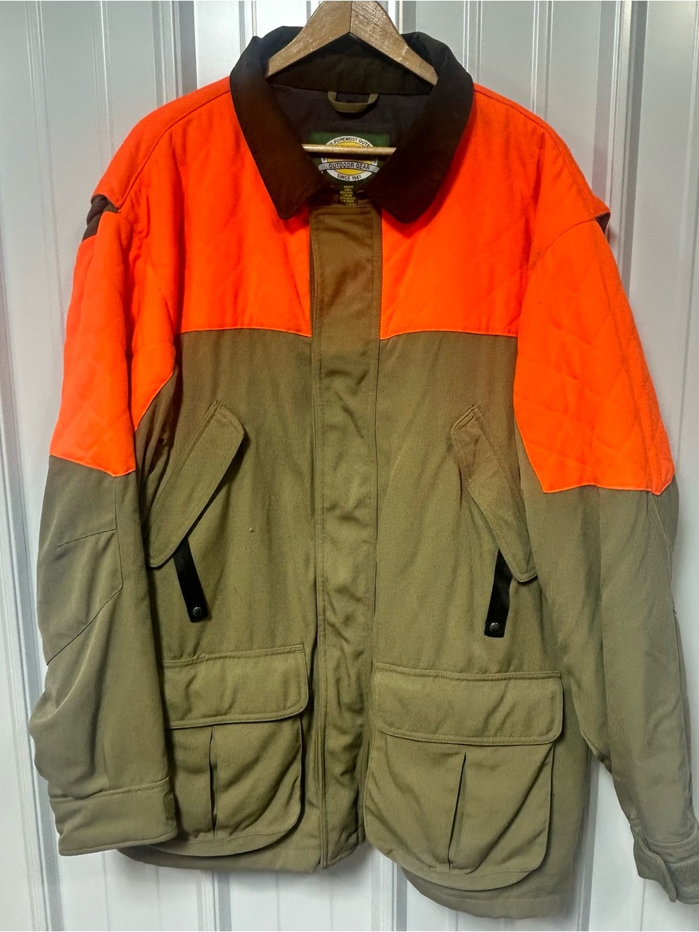 CABELAS GORTEX MENS ORANGE OLIVE GREEN HUNTING JACKET RAIN/WIND PROTECT~2XL